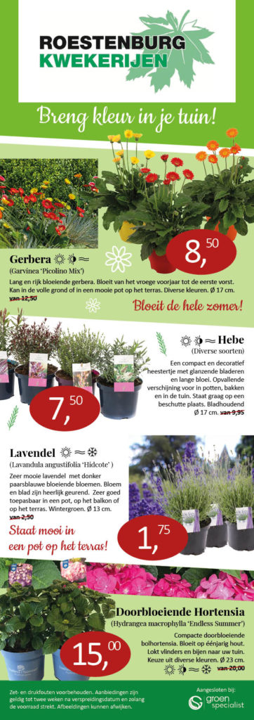 Aanbieding planten Roestenburg Kwekerijen